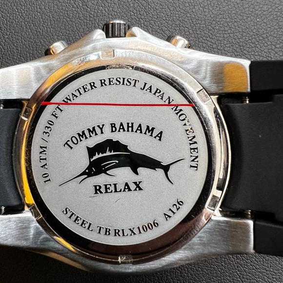 Tommy Bahama RLX1006 BEACH CRUISER Chronograph Red Black Polyurethane StrapWatch - Picture 10 of 11
